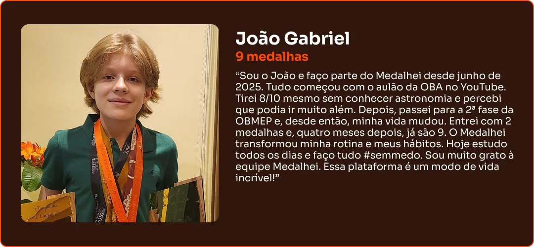 Depoimento de aluno Medalhei