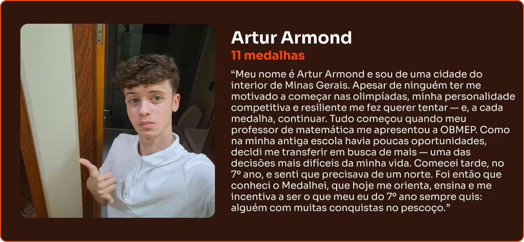 Depoimento de aluno Medalhei