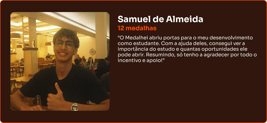 Depoimento de aluno Medalhei