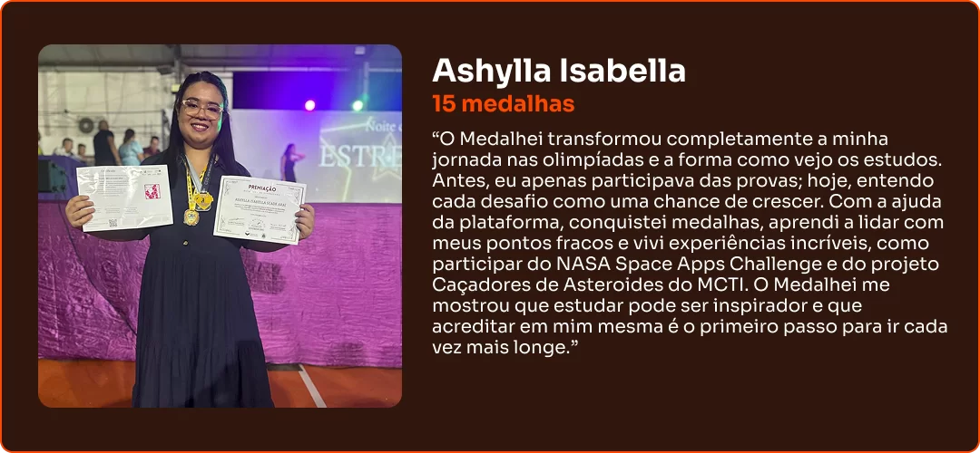 Depoimento de aluno Medalhei