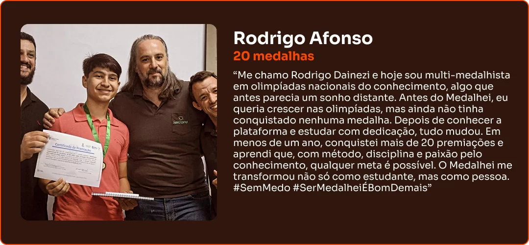 Depoimento de aluno Medalhei