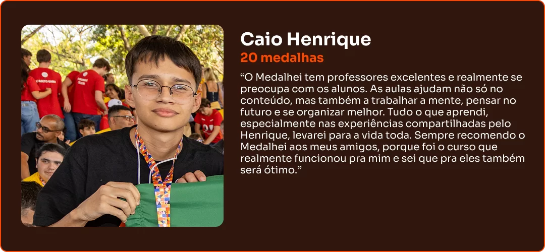 Depoimento de aluno Medalhei