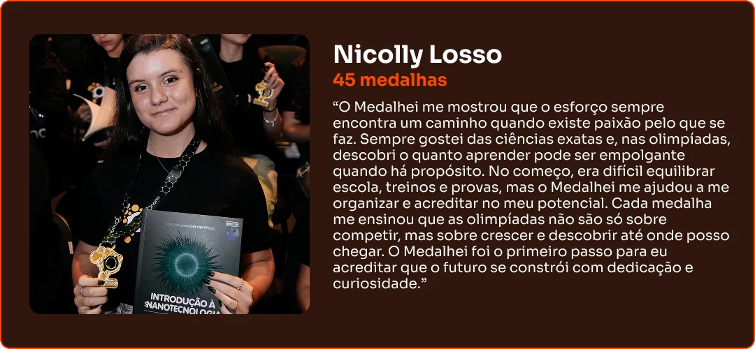 Depoimento de aluno Medalhei