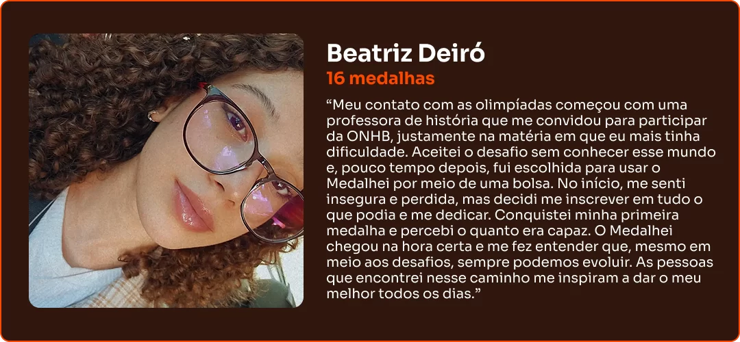 Depoimento de aluno Medalhei