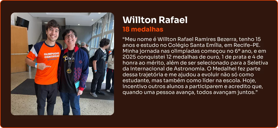 Depoimento de aluno Medalhei