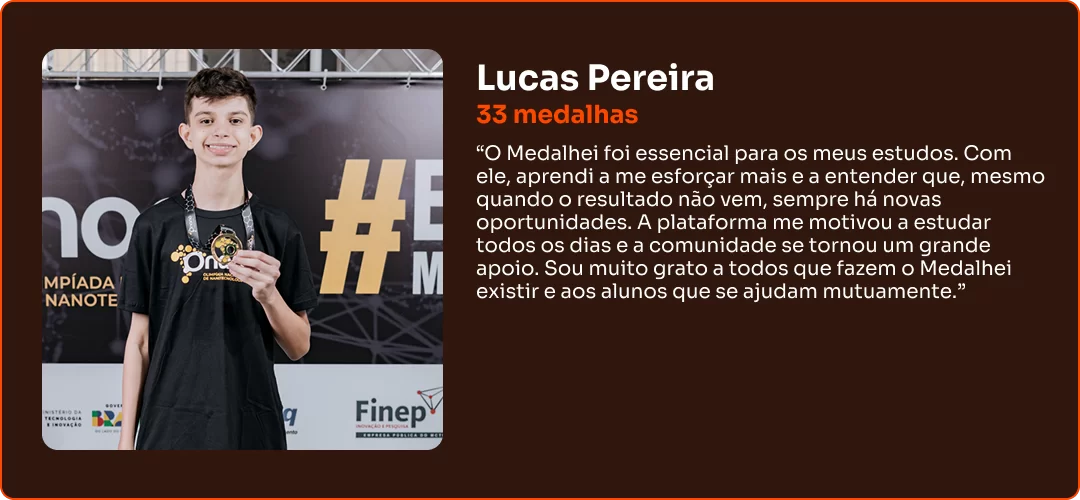 Depoimento de aluno Medalhei